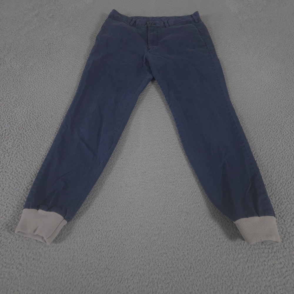 Uniqlo Pants Mens 30x29 Navy Blue Joggers Tapered Leg Elastic Cuff Chino Stretch